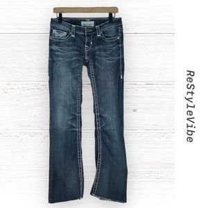 BIG STAR Women’s Size 27 Denim Jeans Liv Boot Fit Low Rise Style Stretch Raw Hem
